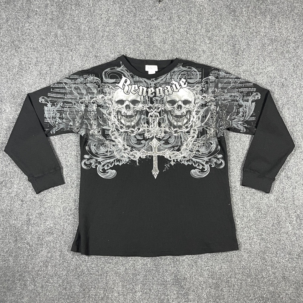 D/Set Men's "Renegade" Thermal T-Shirt Long Sleeve Edgy Y2K MMA Style Youth XL
